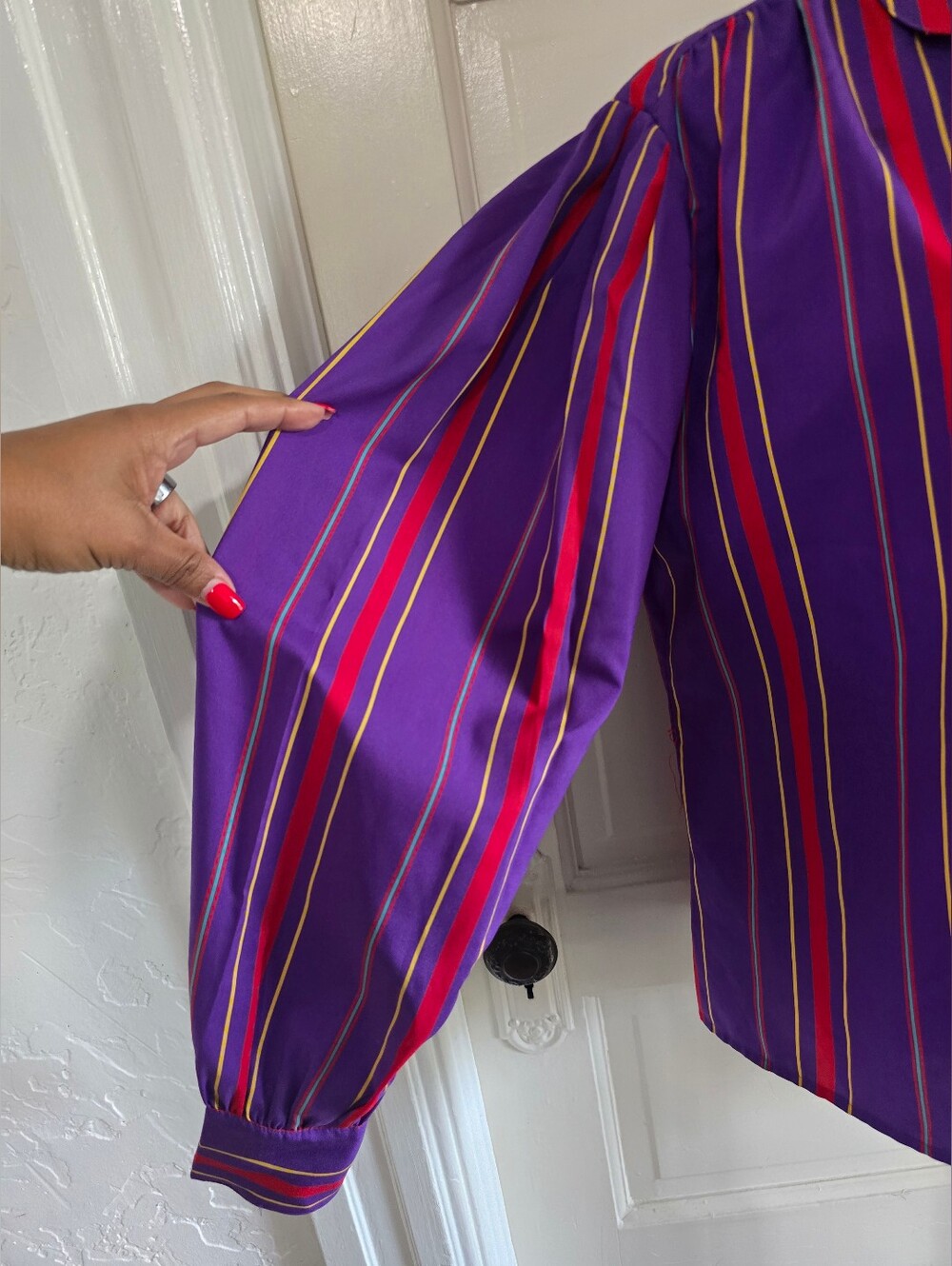 Vintage Josephine Purple Striped Button-Down Shirt - Picture 4 of 12